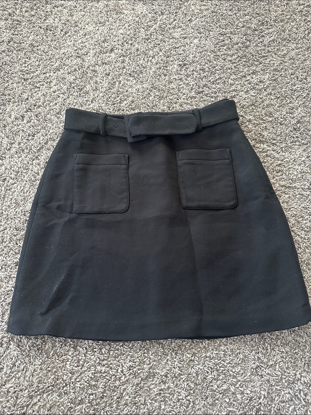 LOFT Black A-Line Mini Skirt with Front Patch Pockets